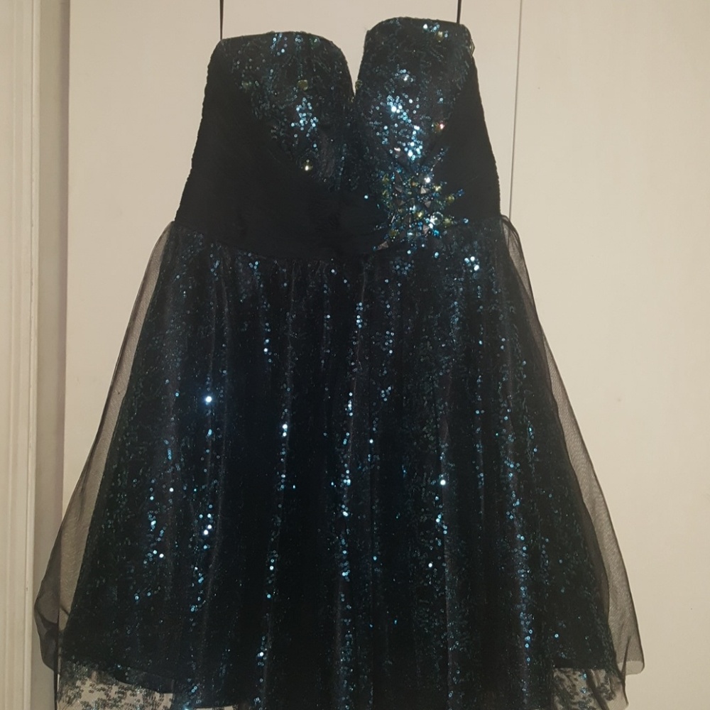 A black and blue dress